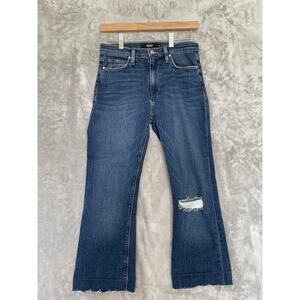 Hudson Barbara Crop Jeans Womens 28 Raw Hem Medium Wash Stretch Mid Rise
